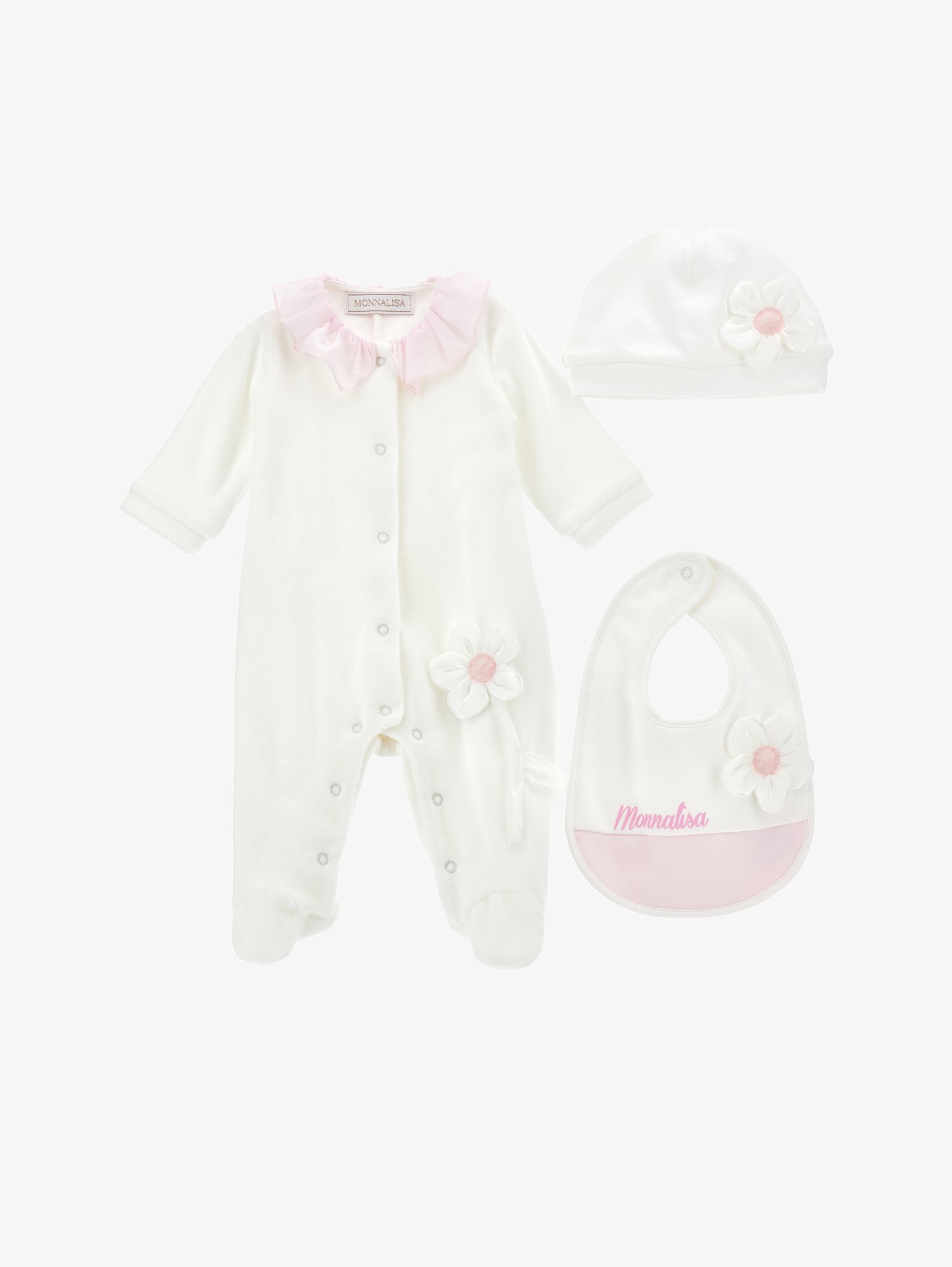 Monnalisa CHIC TUTINA CUFFIA BA CINIGLIA SET Baby gifts panna