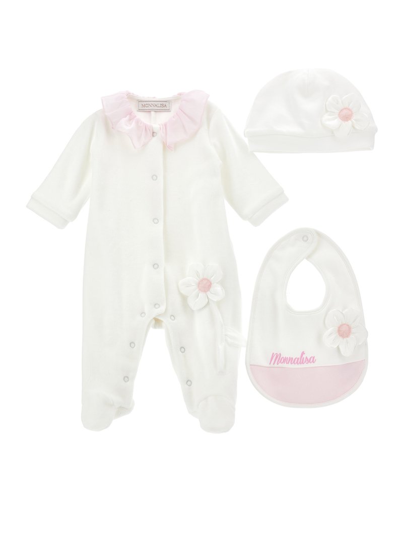 Monnalisa CHIC TUTINA CUFFIA BA CINIGLIA SET  - Babygaver - panna/rosa antico