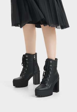 High heeled ankle boots - black