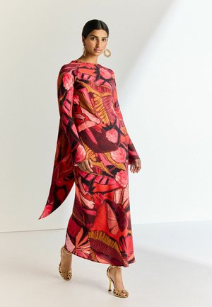 LONG SLEEVE - REGULAR FIT - Maxiklänning - red pink abstract floral
