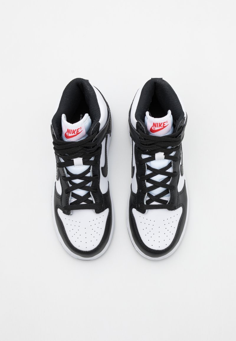 nike dunk high black white university red