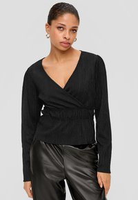 QS - TAILLIERTE MIT CRISS-CROSS-AUSSCHNITT - Blouse - schwarz Miniatuurafbeelding 1