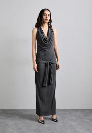 NEETA TIE FRONT SIDE SLIT GOWN - Jersey dress - dark grey