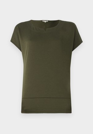 TOM TAILOR MIX CREW NECK - Nyomott mintás póló - deep forest green