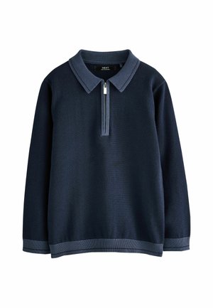 Next, LONG SLEEVE QUARTER ZIP KNITTED POLO SHIRT - Polo shirt - navy