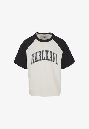Karl Kani, SPORT COLLEGE BOXY RAGLAN T-SHIRT - Nyomott mintás póló - offwhite/black