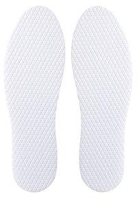 White insoles with a textured surface featuring a diamond pattern, designed for comfort and support, suitable for various footwear.