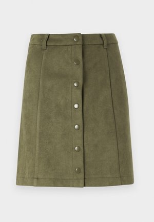 ONLY, ONLINA SUEDE BUTTON SKIRT - Minisukňa - winter moss