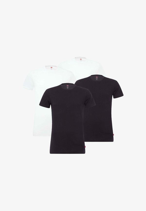 4ER PACK - RUNDHALS, KURZARM, EINFARBIG - Basic T-shirt - weiß schwarz