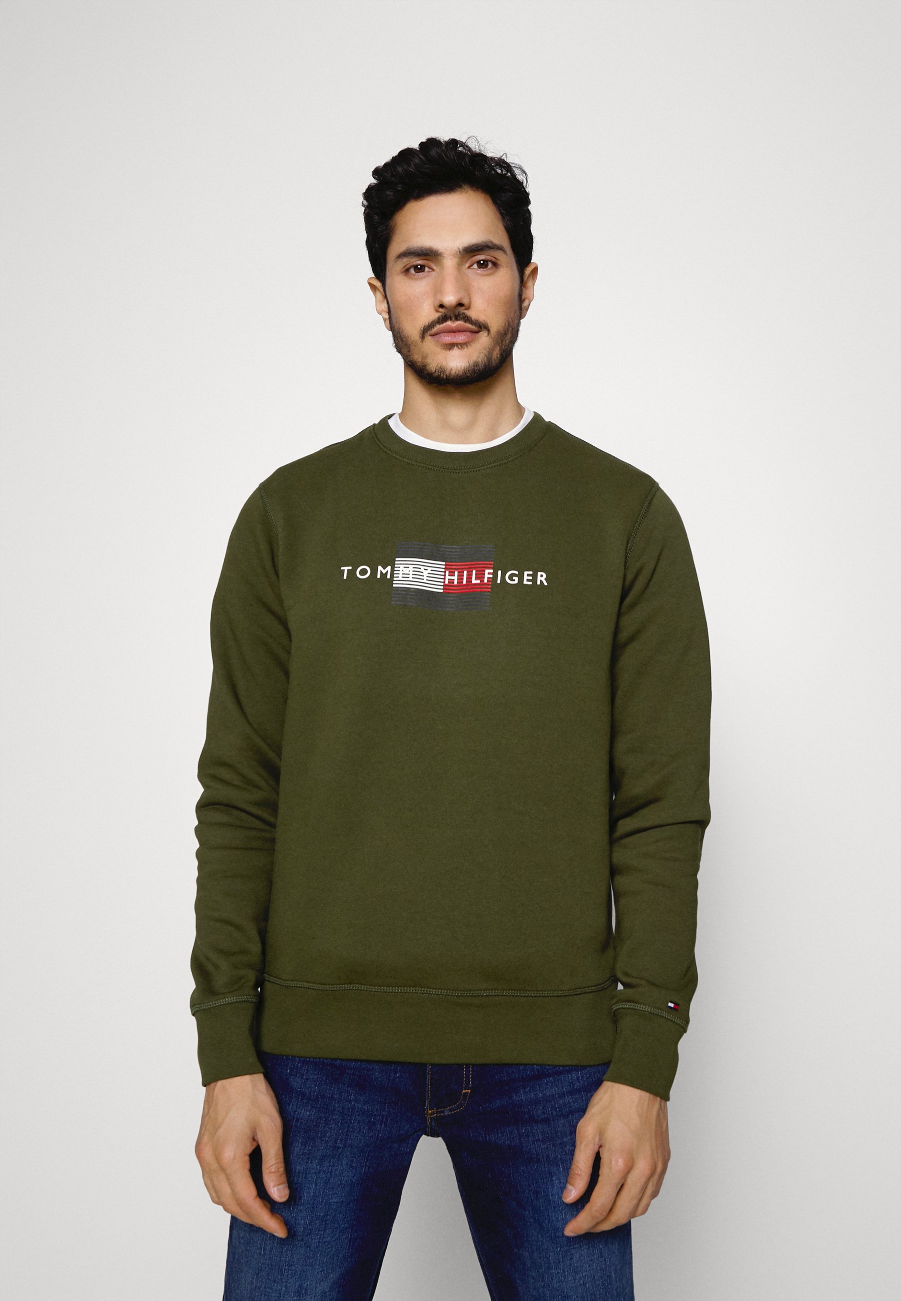 Tommy Hilfiger LINES CREWNECK - Sudadera - olivewood/verde oliva - Zalando .es