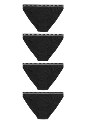 Mustad puuvillased aluspüksid siledaga, millel on kontrastne valge "NEXT" logo vöökoht. Neli paari on eksponeeritud kahes reas.