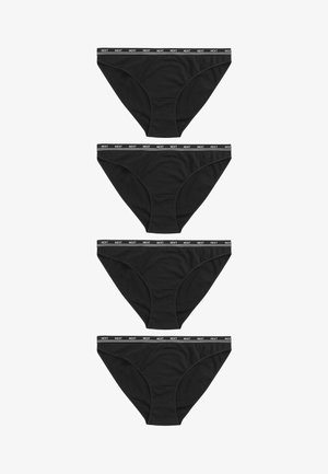 Mustad puuvillased aluspüksid siledaga, millel on kontrastne valge "NEXT" logo vöökoht. Neli paari on eksponeeritud kahes reas.