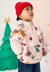 Next HALF POPPER  - Fleece jumper - beige christmas