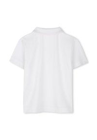 Witte polo met korte mouwen van gestructureerde katoen, met een klassieke kraag en een effen achterkant zonder zichtbare logo's of versieringen.