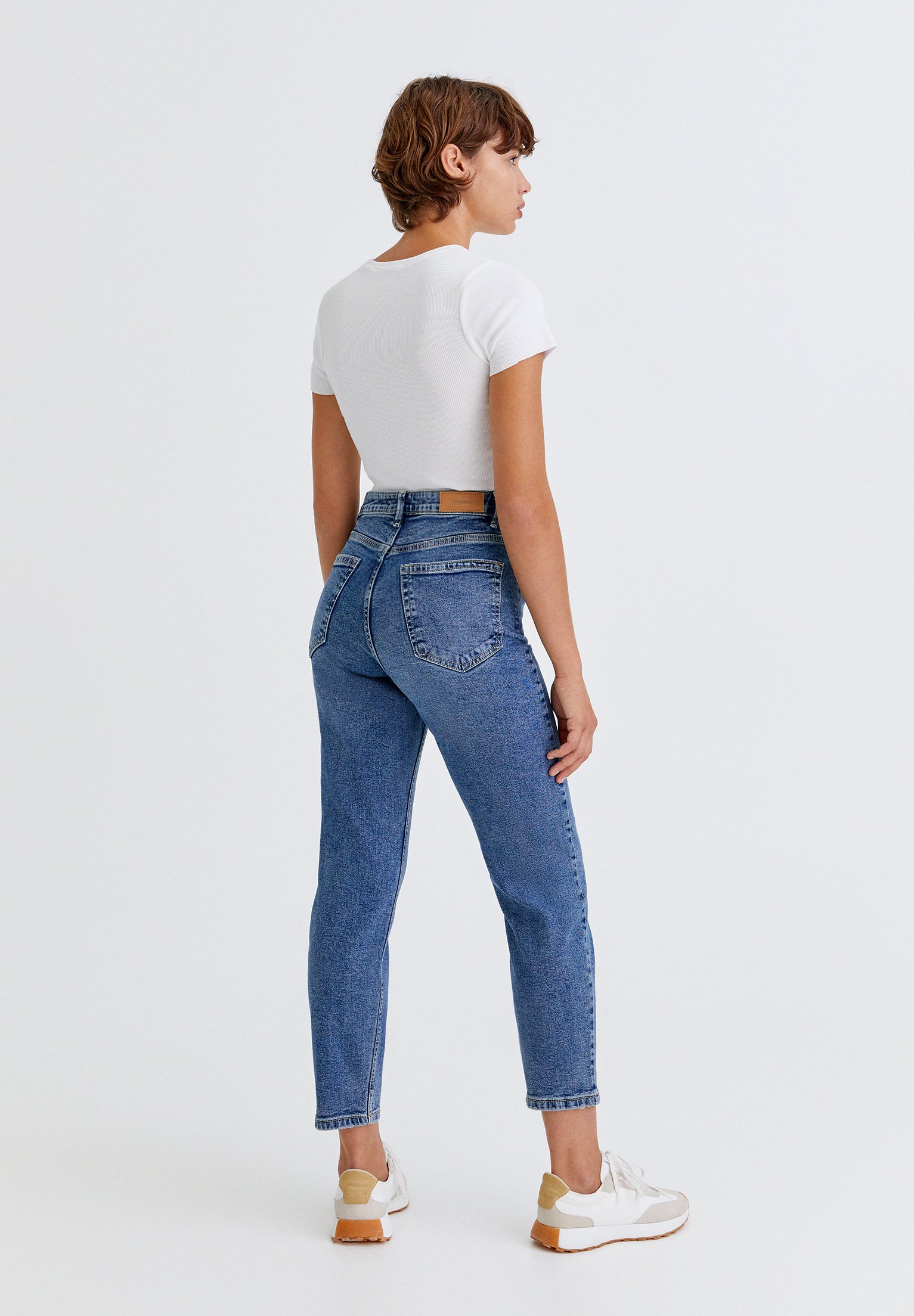 PULL\u0026BEAR MOM SLIM FIT - Jeans Tapered Fit - dark blue denim/dark-blue denim  - Zalando.ie