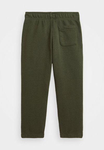 Leggings verdes de algodón con una cinturilla elástica y un bolsillo trasero. Textura suave, diseño de pierna ajustada y detalles de costura simples.