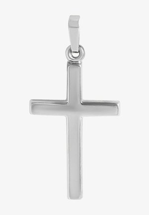 Pendentif croix en argent avec une finition polie, doté d'un design simple et classique. Comprend une boucle pour attache.