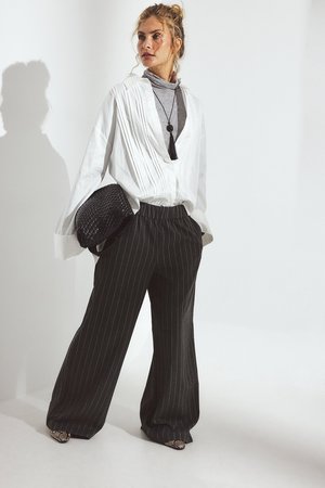 NA-KD ELASTIC WAIST WIDE - Broek - pinstripe