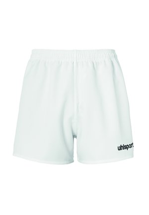 Shorts atletici bianchi realizzati in tessuto leggero. Presentano una vita elasticizzata e il logo nero "uhlsport" sul lato sinistro.