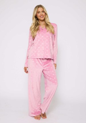 Loungeable VELOUR HEART TRADITIONAL LONG SLEEVE SET - Nachtwäsche Set - pink