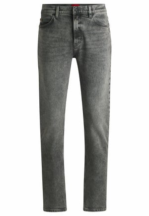 Grijze denim jeans met een slanke pasvorm, vijf zakken, contrasterende stiksels en knoopsluiting bij de tailleband.