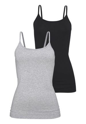 H.I.S Undershirt - grau-meliert + schwarz