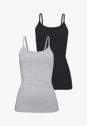 H.I.S, Unterhemd/-shirt - grau-meliert + schwarz