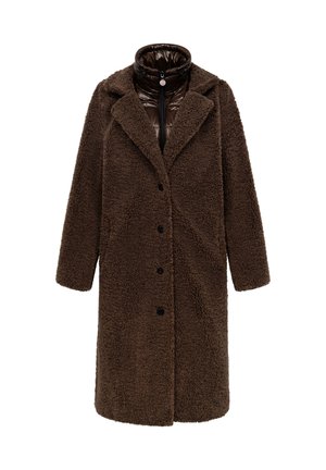 Frieda & Freddies, TEDDY-MANTEL MIT INLAY - Classic coat - mokka
