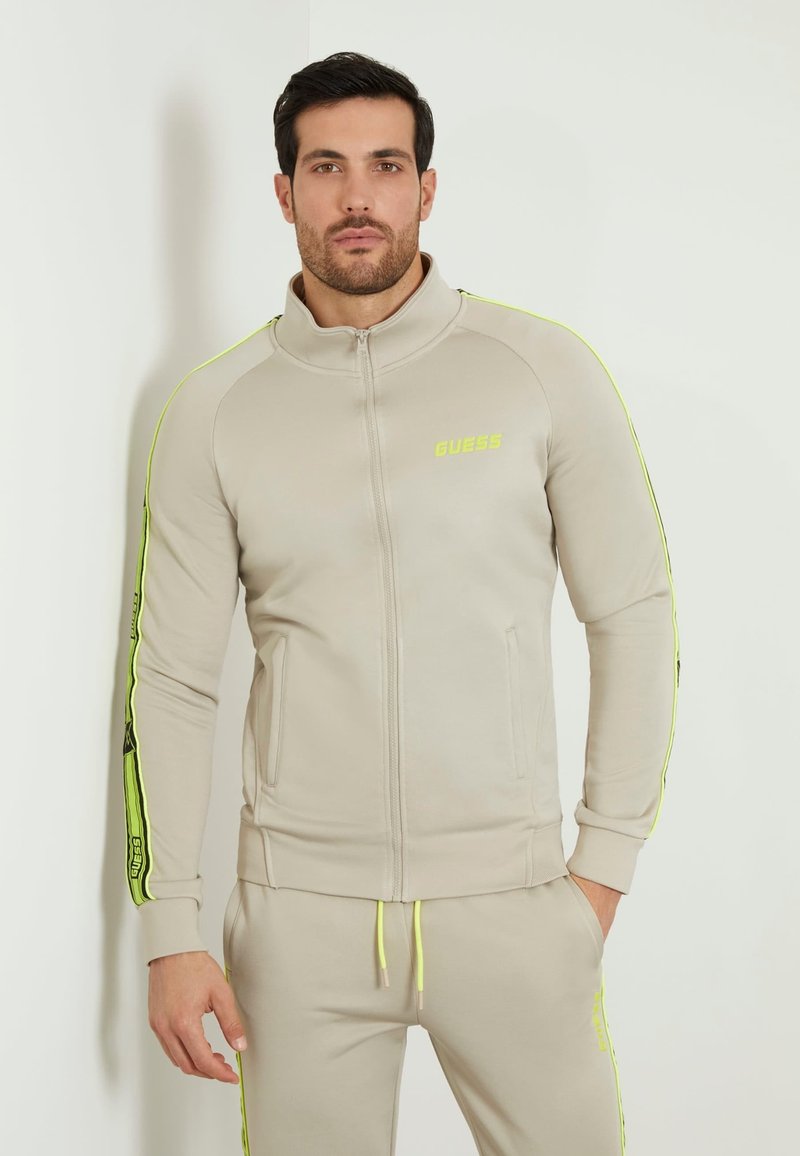 Sweat Zippé Gymshark Homme – Beige, Taille L, 1/4 Zip (Occasion Parfait état)