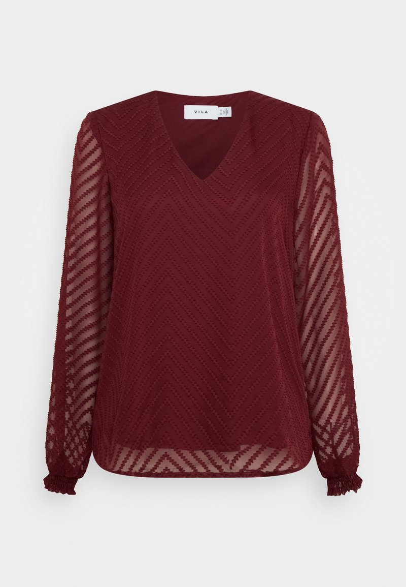 Damen T-Shirts | Vila VIMICHELLE V-NECK Langarmshirt tawny port/bordeaux - IS69418 Damen T-Shirts | Vila VIMICHELLE V-NECK Langarmshirt tawny port/bordeaux - IS69418