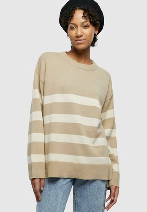 Urban Classics STRIPED CREW - Pulover - wetsand sand