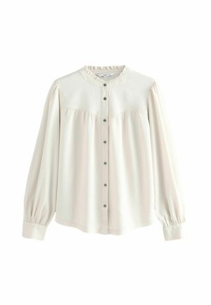 WASHED RUFFLE NECK LONG SLEEVE - Cămașă - ecru