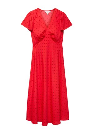 Marks & Spencer, POLKA DOT V-NECK MIDI TEA DRESS. - Hverdagskjole - red mix