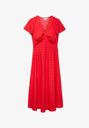 Marks & Spencer, POLKA DOT V-NECK MIDI TEA DRESS. - Hverdagskjole - red mix