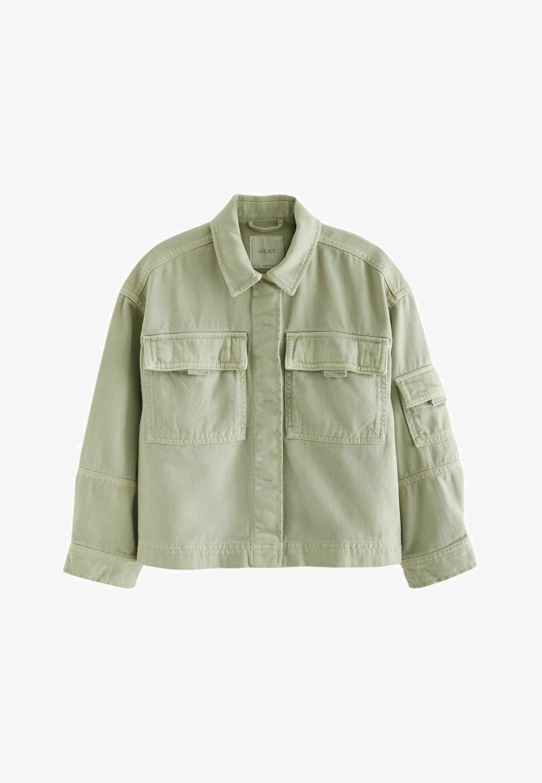 Green denim jacket