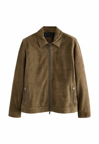 REGULAR FIT -  ZIP THROUGH   - Chaqueta de cuero - tan brown