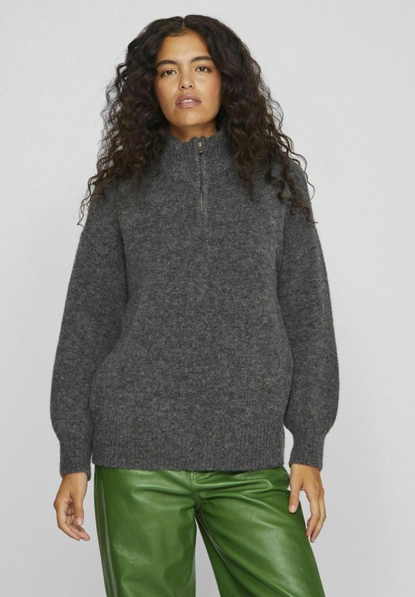 ZIP-UP ROLLKRAGEN - Strickpullover