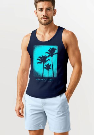 PALMEN FOTO VINTAGE RETRO STYLE  - Top - blau navy