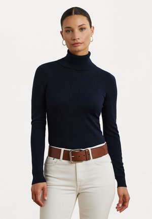 SILK BLEND ROLL NECK JUMPER - Jumper - navy