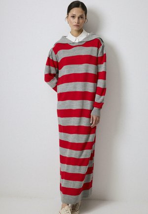 WIDE COLLAR STRIPED - Maxi šaty - red