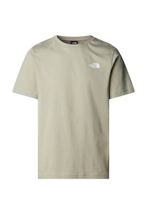 Light green cotton t-shirt with short sleeves, crew neck, and a small white logo on the upper left side. Smooth texture, casual fit.