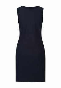 Marineblaue ärmellose Kleid mit rundem Ausschnitt, tailliertem Schnitt und glatter Textur. Einfaches Design ohne Verzierungen oder Muster.