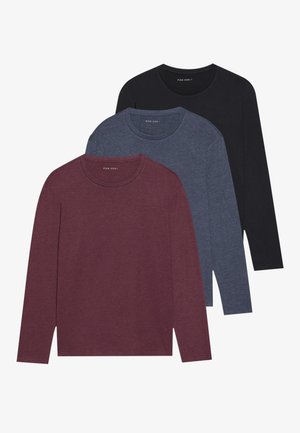 Pier One 3 PACK - Top dugih rukava - bordeaux/black/dark blue