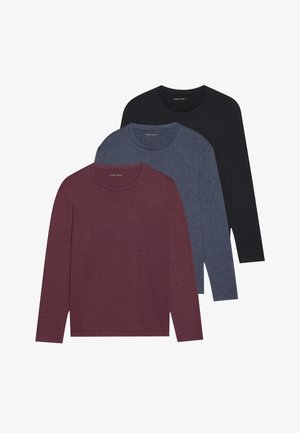 3 PACK - Camisola de manga comprida - bordeaux/black/dark blue
