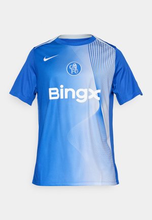 Blue Nike jersey featuring a gradient design with lighter blue accents, a round neckline, short sleeves, and a white "Bingx" logo.