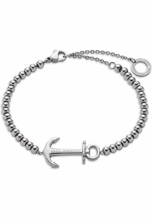 Silberarmband mit runden Perlen und einem Ankeranhänger mit der Gravur "PAUL HEWITT." Inklusive Karabinerverschluss und verstellbarer Kette.