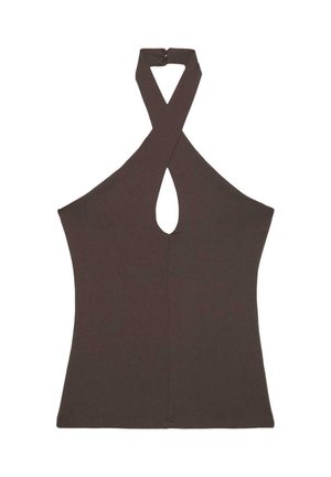 Stradivarius, HALTER CROSS-OVER TOP - Débardeur - dark brown