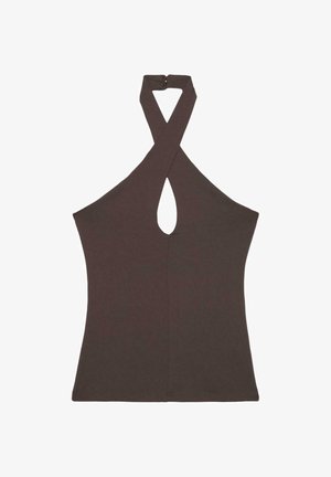 Stradivarius, HALTER CROSS-OVER TOP - Débardeur - dark brown