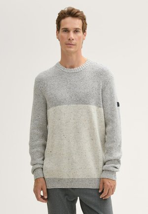 TOM TAILOR Jumper - grey offwhite nep colorblock