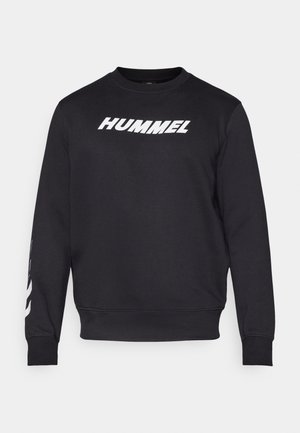 Schwarzer Sweatshirt aus Baumwollmischung. Mit weißem "HUMMEL"-Logo auf der Vorderseite und zusätzlicher Markenkennzeichnung auf dem linken Ärmel. Rippbündchen an den Ärmeln und am unteren Saum.